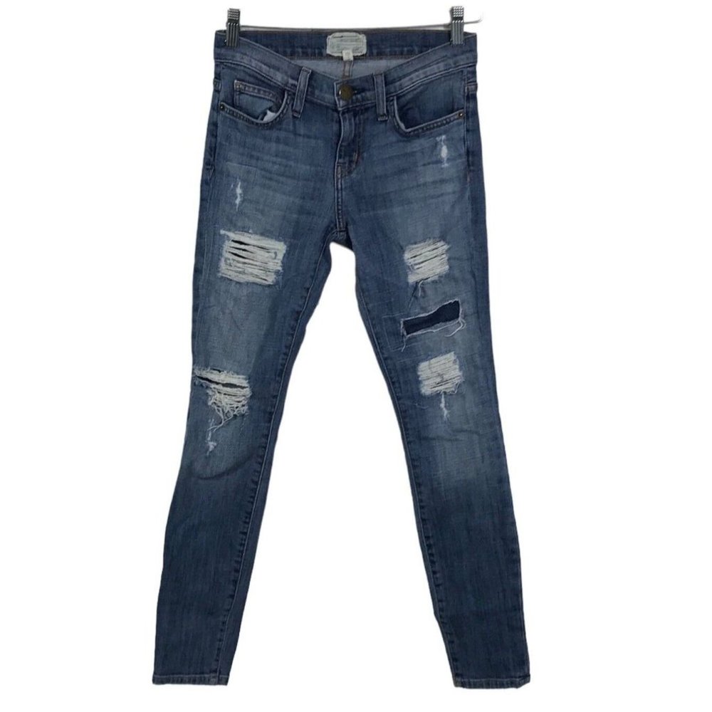 Current Elliot Womens Size 0 / 24 The Stiletto Distressed Skinny Mid Rise Jeans